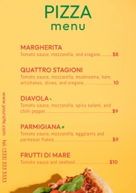 Pizza menu table a4 card 2 Template | PosterMyWall