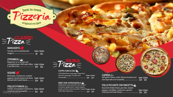 Pizza Menu Tv Ad Menu Template งานแสดงผลงานแบบดิจิทัล (16:9)