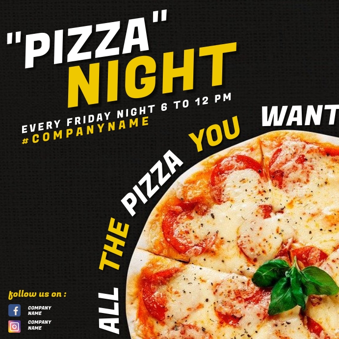 pizza night instagram post advertisement Template | PosterMyWall