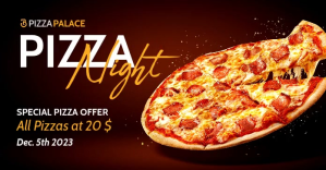สีดำ pizza promotion Facebook Ad Template
