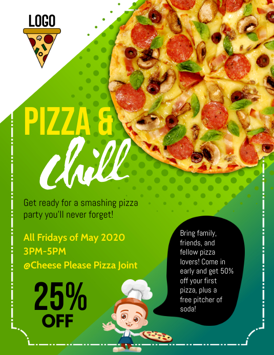 Copy of Pizza Party Flyer Template PosterMyWall