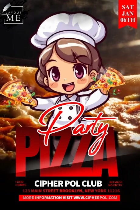 Pizza Party Red Theme 海报 template