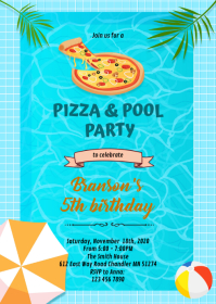 Pizza pool party birthday invitation Template | PosterMyWall Pizza pool party birthday invitation Template | PosterMyWall