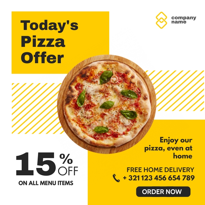 Pizza Restaurant Advertisement Social Media T Template Postermywall