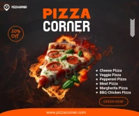 pizza restaurant banner design poster Rectángulo Grande template