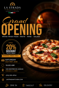 Pizza Restaurant Grand Opening Flyer Template | Italian Pizzeria Launch Poster | Grand Opening Promo Iphosta