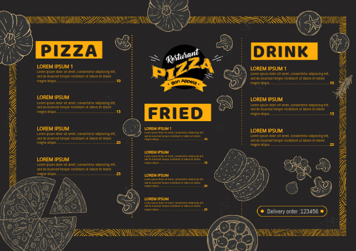 Pizza Restaurant Menu New Modern Cool Template | PosterMyWall