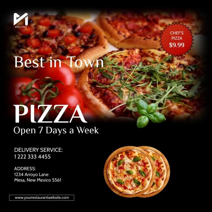 Pizza Restaurant Video Ad Instagram Post template