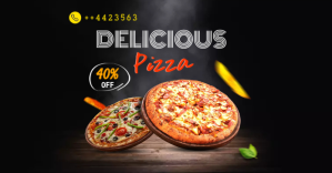 Pizza Sale Banner Изображение, которым поделились на Facebook template