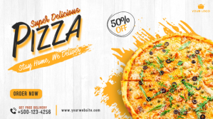 Белый Pizza Promotion Twitter Post Template