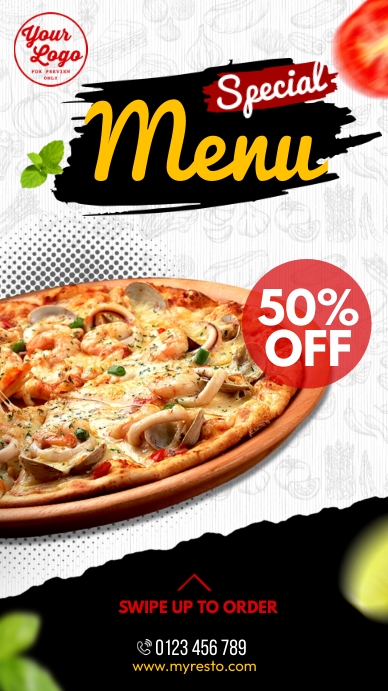 Pizza Special Discount Template For Story História do Instagram