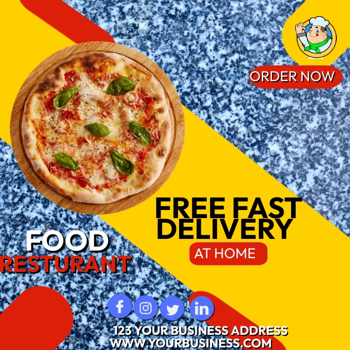 Pizza street food teamplet Instagram Plasing template