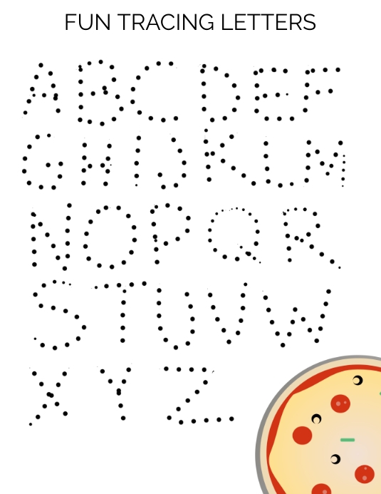 pizza tracing worksheets template postermywall