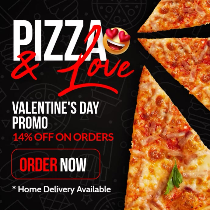Plantilla de Pizza Valentine’s Day Promotion Flyer – Restaurant & Food ...