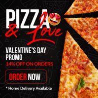 Black Valentine's Day Pizza Promotion Instagram-opslag Template