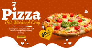 สีส้ม Pizza Promotion Facebook Event Cover Template
