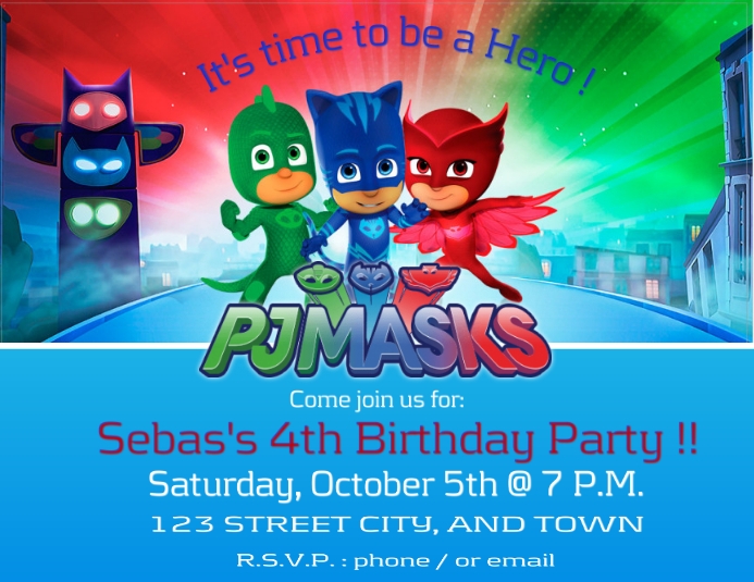 Pj Mask Birthday Invitation Template Postermywall