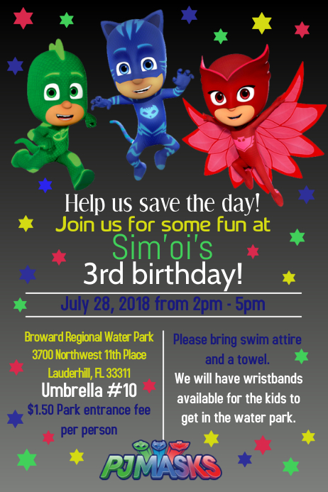Pj Mask Birthday Invite Template Postermywall