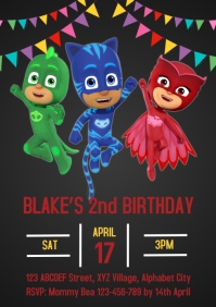 50 370 pj masks birthday invitation template customizable design templates postermywall