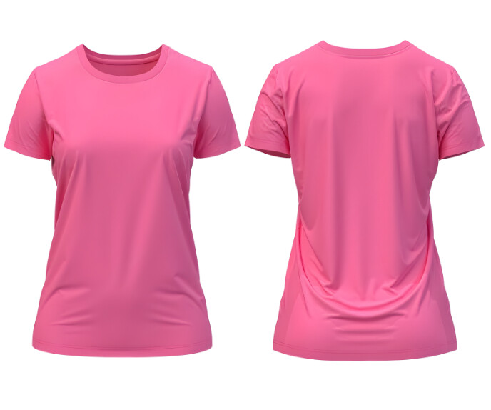 Plain pink tshirt front and back Large Rectangle template