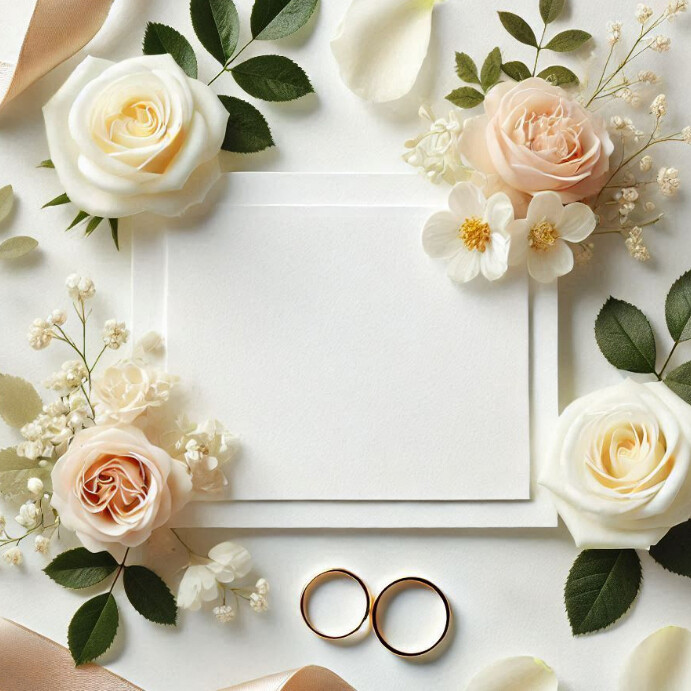 Plain wedding card design Instagram Post template