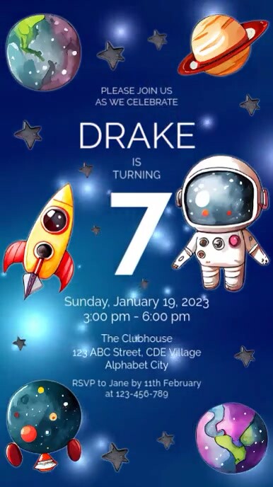 Planet Party Inventations Planet Birthday Invitation Template | PosterMyWall