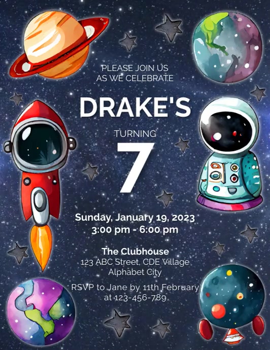 Planet Party Inventations Planet Birthday Invitation Template | PosterMyWall