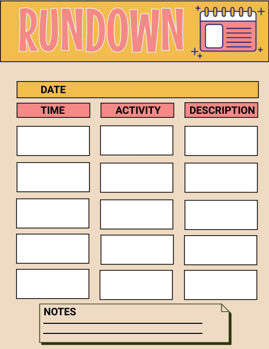 Copy of Planner, Rundown, Schedule Flyer | PosterMyWall