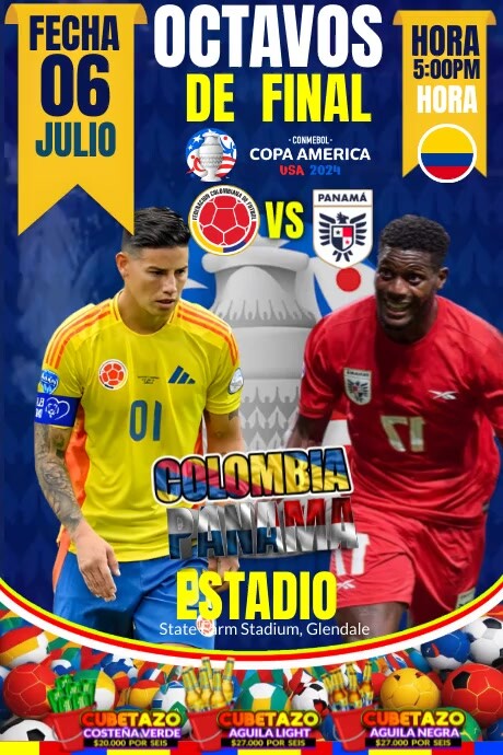 plantilla editable  copa américa  2024 octavo Plakat template