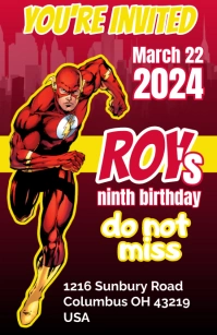 Plantilla invitación The Flash Half Page Wide template