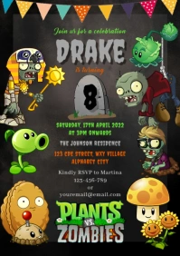 Plants vs Zombies Birthday Invitation A4 template