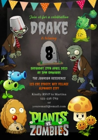 Plants vs Zombies Birthday Invitation A4 template
