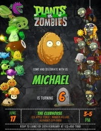 Plants Vs Zombies Birthday Invitation Flyer template