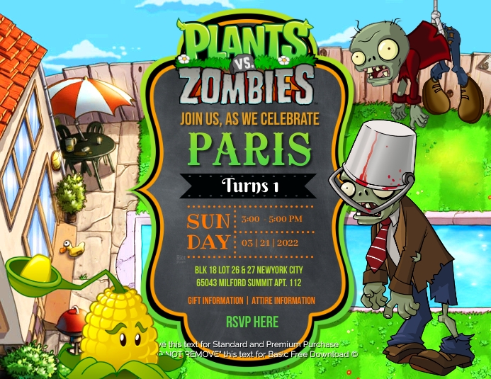 Plants Vs Zombies Volante (Carta US) template