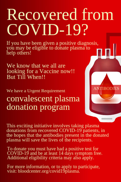 Program Donasi Plasma Dalam Template Covid 19 Postermywall