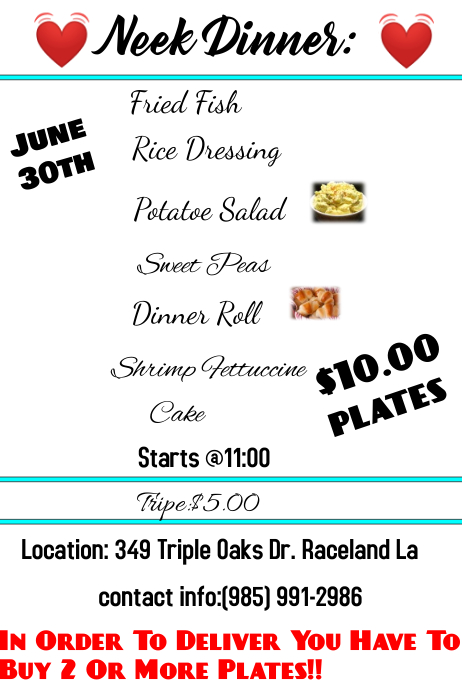 Plate Lunch Dinner Template PosterMyWall