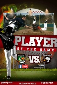 Player of The Game Baseball Poster template