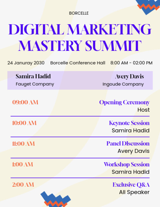 Playful Blue & Grey Workshop Event Rundown Flyer Template (Us Letter ...