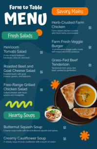 Playful Farm to Table Food Menu List Template (Half Page Wide) Halv side bred
