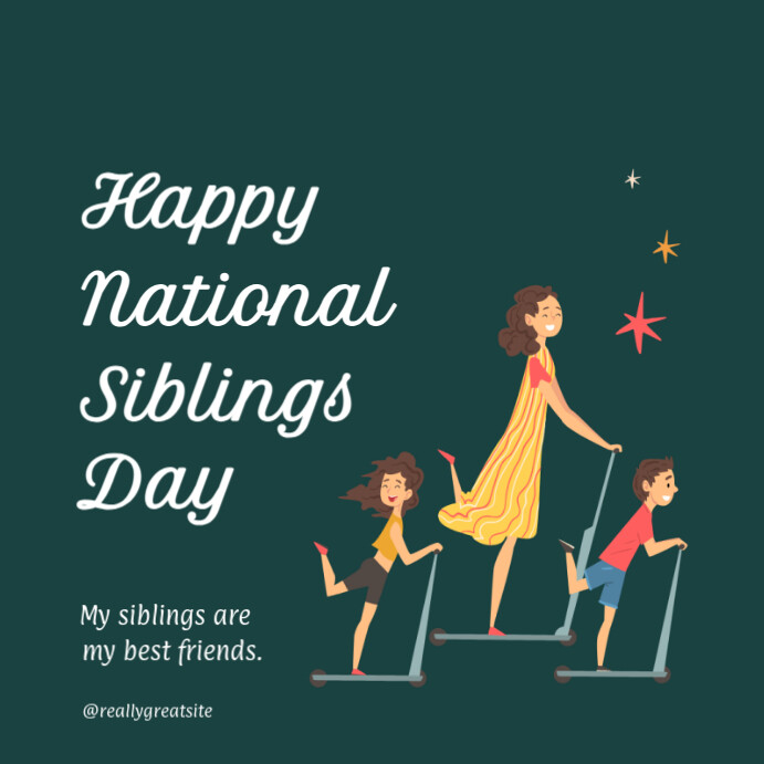 Playful Green Happy National Siblings Day Instagram Day template