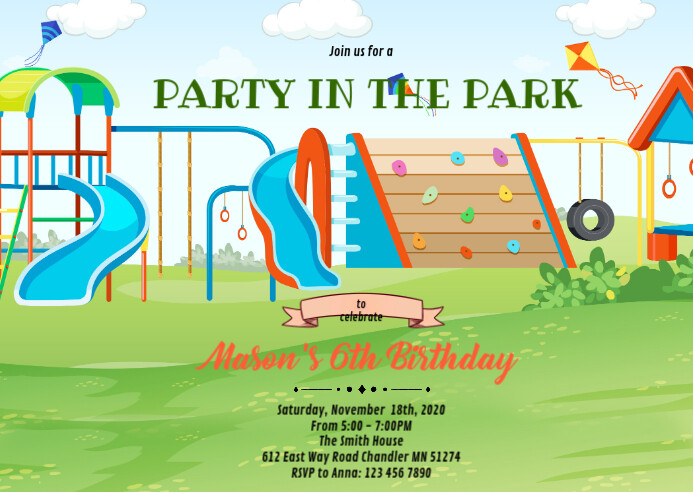 free and customizeable happy birthday templates -... Playground birthday Template | PosterMyWall