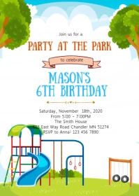Playground birthday party invitation A6 template