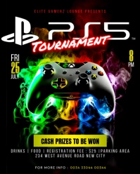 Playstation ps5 video games tournament competition invite editable flyer template poster maker Instagram Portrait