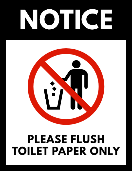 Please Flush Toilet Paper Only Sign Template | PosterMyWall