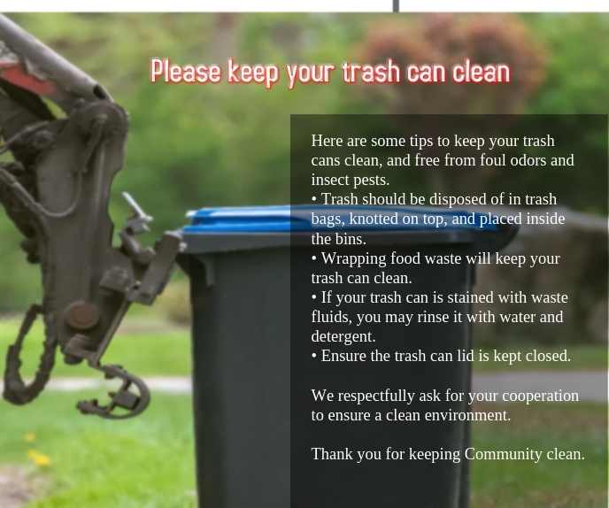 Please keep your trash can clean สามเหลี่ยมขนาดใหญ่ template