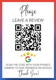 Please Leave a Review - QR Code Sign - PDF Download Printable A4 template
