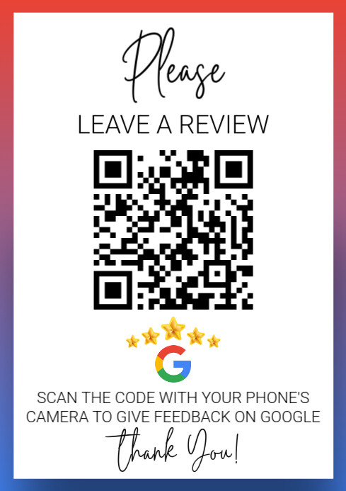 Please Leave a Review - QR Code Sign - PDF Download Printable A4 template