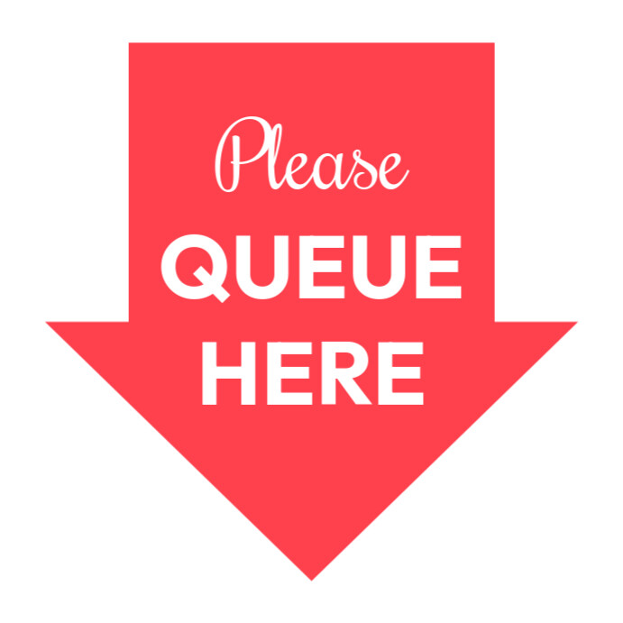 Please queue here arrow direction sign Template | PosterMyWall