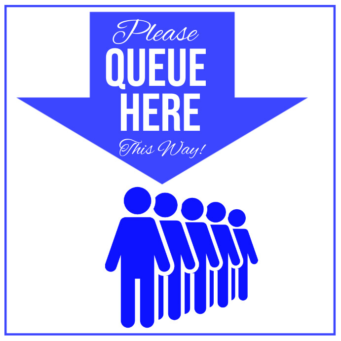 Please queue here arrow direction sign Template | PosterMyWall