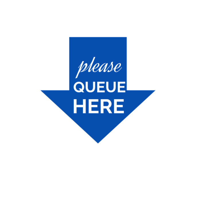 Please Queue Here Arrow Direction Sign Template | PosterMyWall